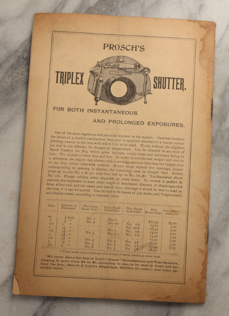 Lot 109 - Grouping Of Four Antique Photography Publications, 1892–1904, Including Anthony's Photographic Bulletin And Voigtländer Lens Catalogue