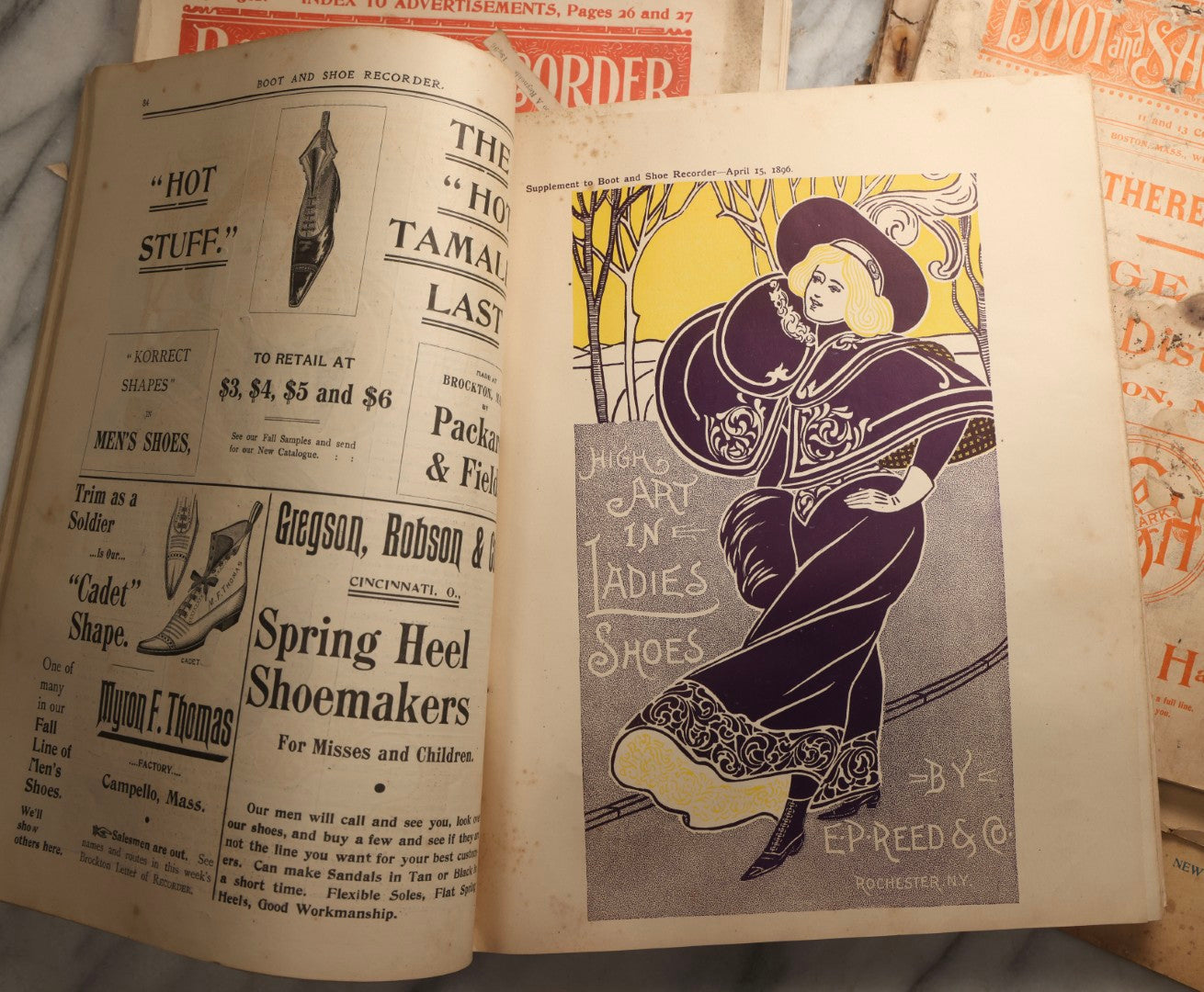 Lot 110 - Grouping Of Five Antique Editions Of The Boot And Shoe Recorder Trade Magazine, 1894 And 1896