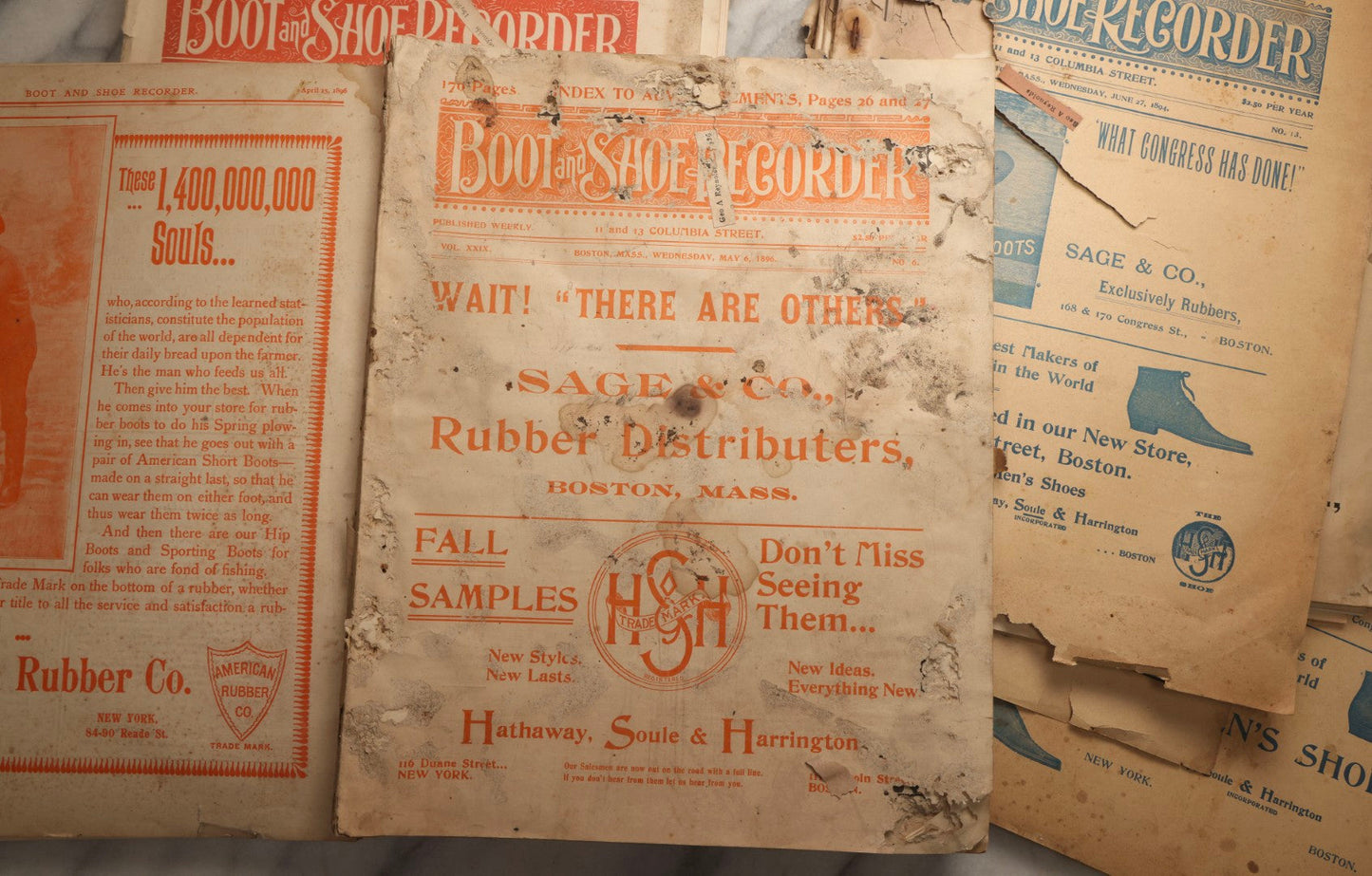 Lot 110 - Grouping Of Five Antique Editions Of The Boot And Shoe Recorder Trade Magazine, 1894 And 1896