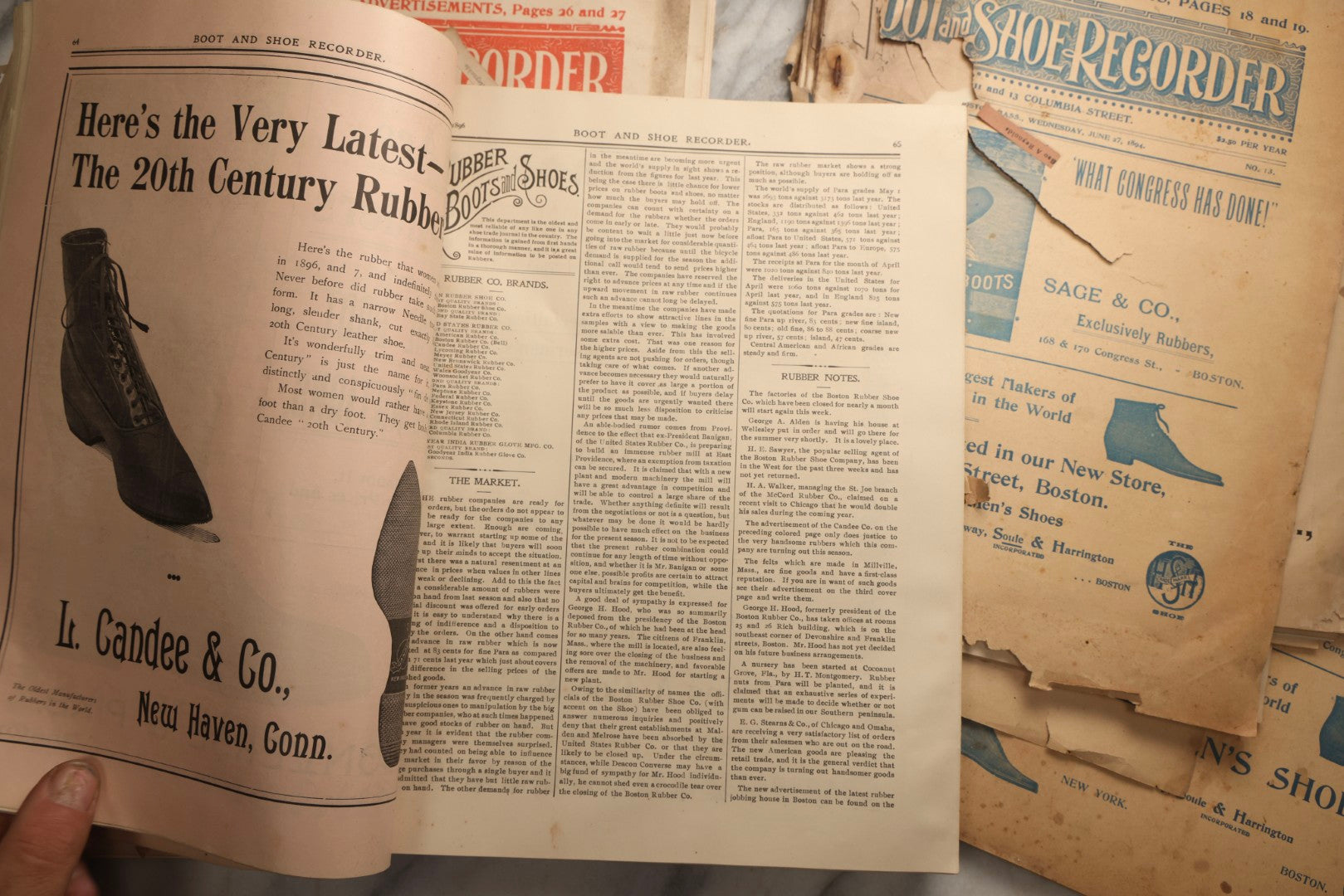 Lot 110 - Grouping Of Five Antique Editions Of The Boot And Shoe Recorder Trade Magazine, 1894 And 1896