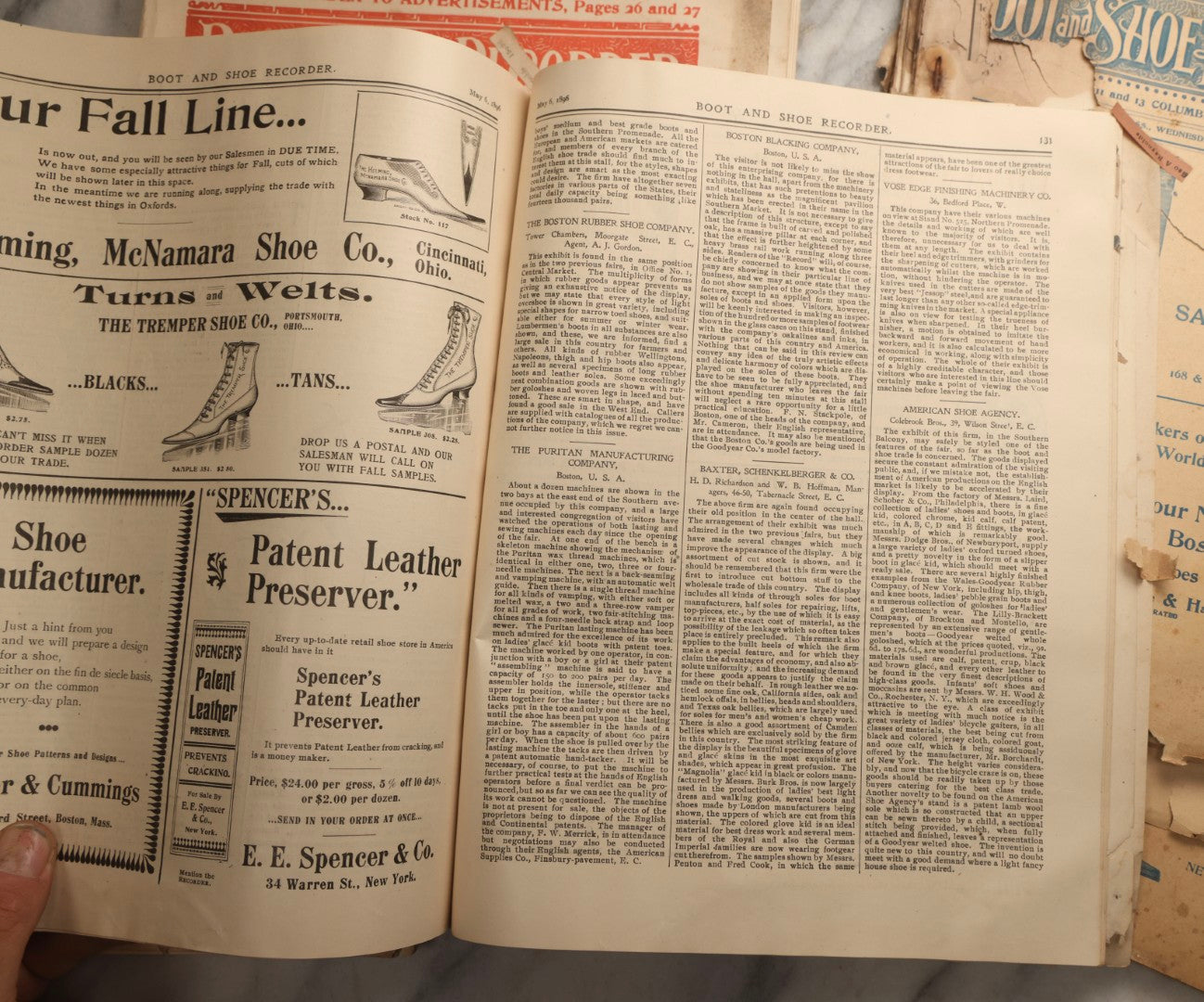 Lot 110 - Grouping Of Five Antique Editions Of The Boot And Shoe Recorder Trade Magazine, 1894 And 1896