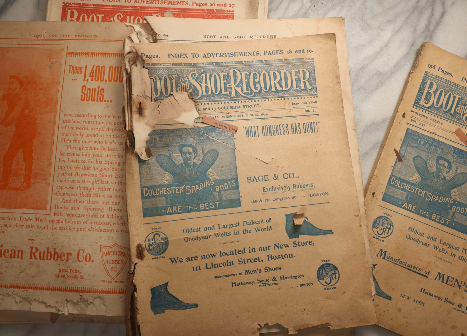 Lot 110 - Grouping Of Five Antique Editions Of The Boot And Shoe Recorder Trade Magazine, 1894 And 1896