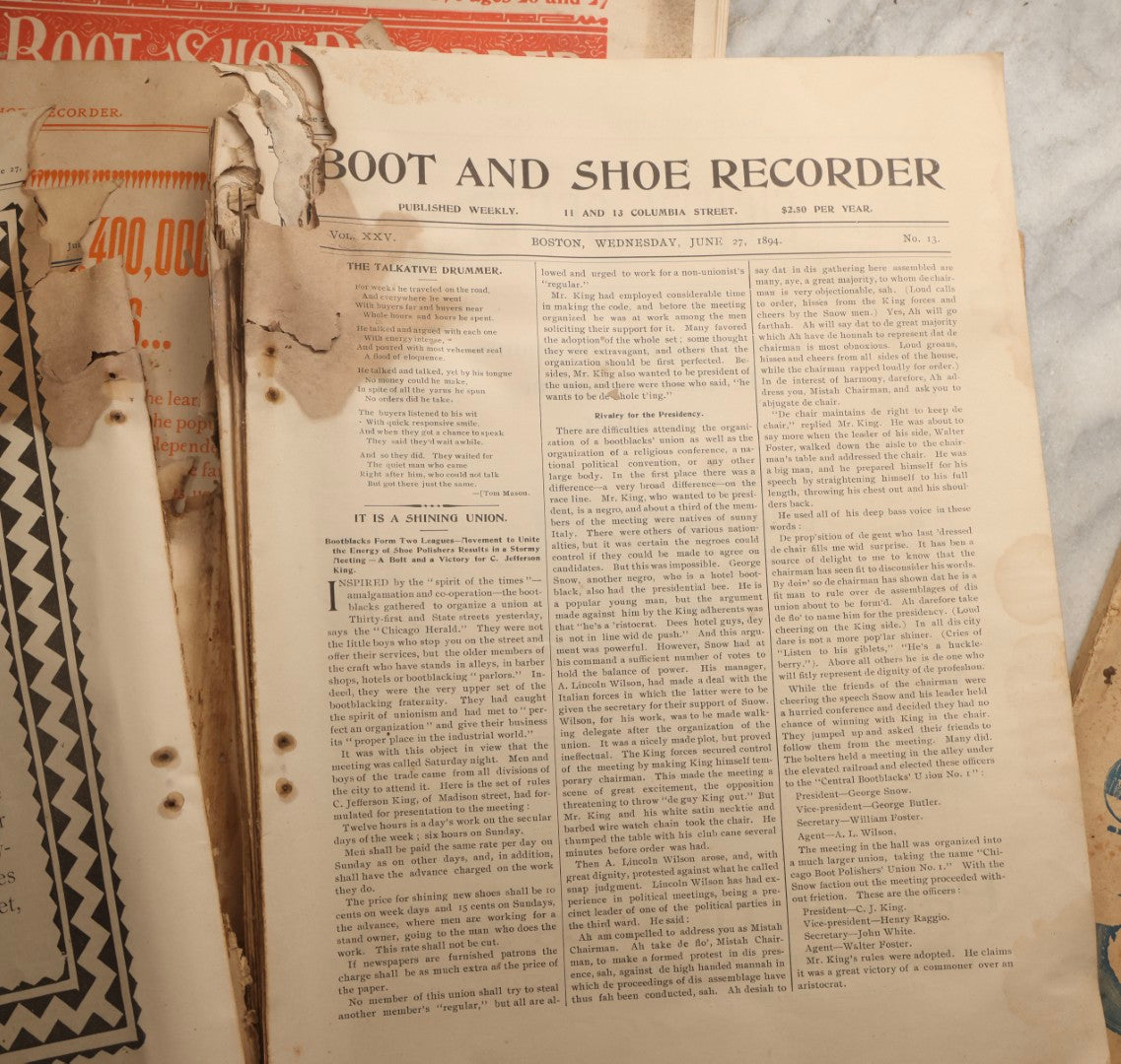 Lot 110 - Grouping Of Five Antique Editions Of The Boot And Shoe Recorder Trade Magazine, 1894 And 1896