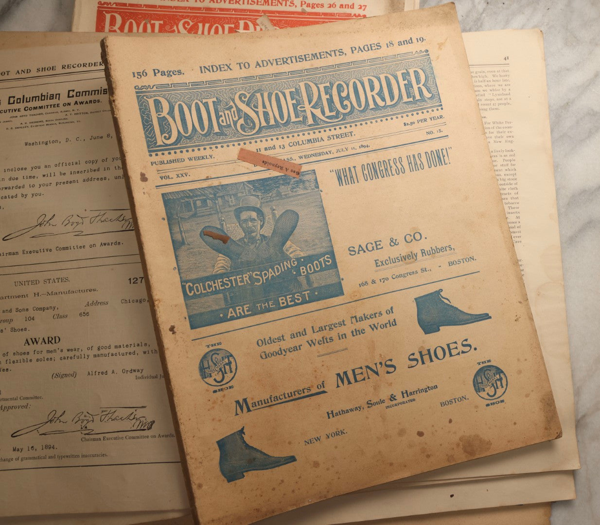 Lot 110 - Grouping Of Five Antique Editions Of The Boot And Shoe Recorder Trade Magazine, 1894 And 1896