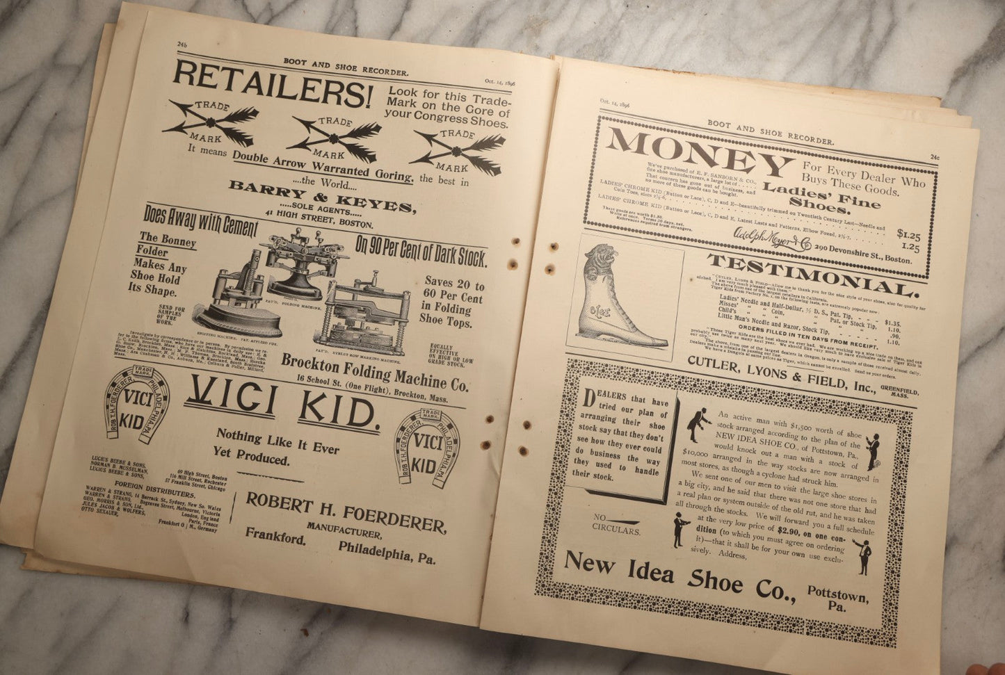 Lot 110 - Grouping Of Five Antique Editions Of The Boot And Shoe Recorder Trade Magazine, 1894 And 1896