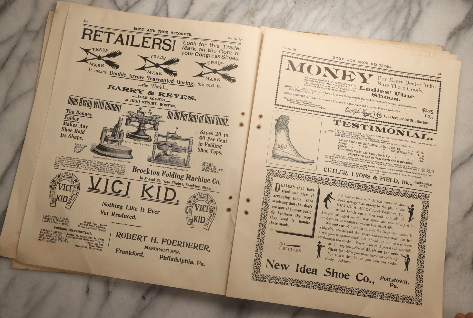 Lot 110 - Grouping Of Five Antique Editions Of The Boot And Shoe Recorder Trade Magazine, 1894 And 1896