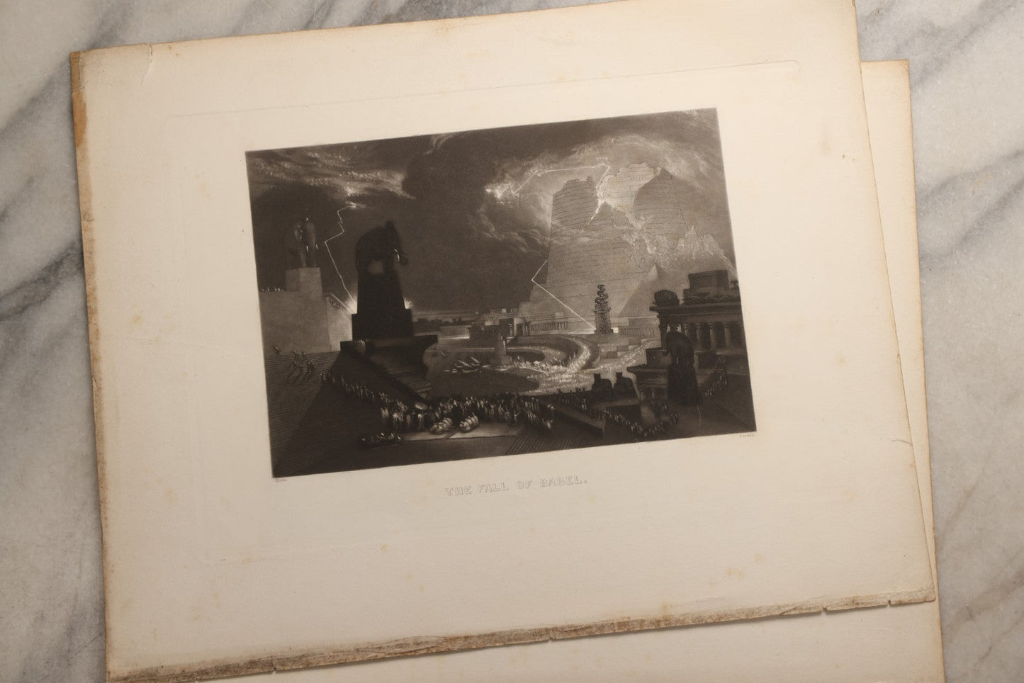 Lot 114 - Grouping Of Eight Antique Loose-Leaf Engraved Book Plates, Including Biblical Scenes Including The Exodus And The Fall Of Babel, Literary Scenes, And More