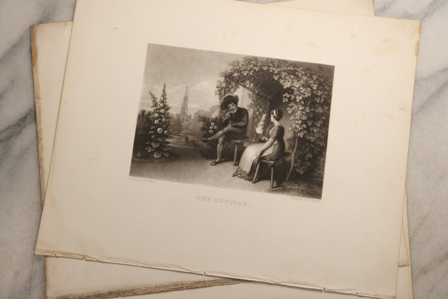 Lot 114 - Grouping Of Eight Antique Loose-Leaf Engraved Book Plates, Including Biblical Scenes Including The Exodus And The Fall Of Babel, Literary Scenes, And More