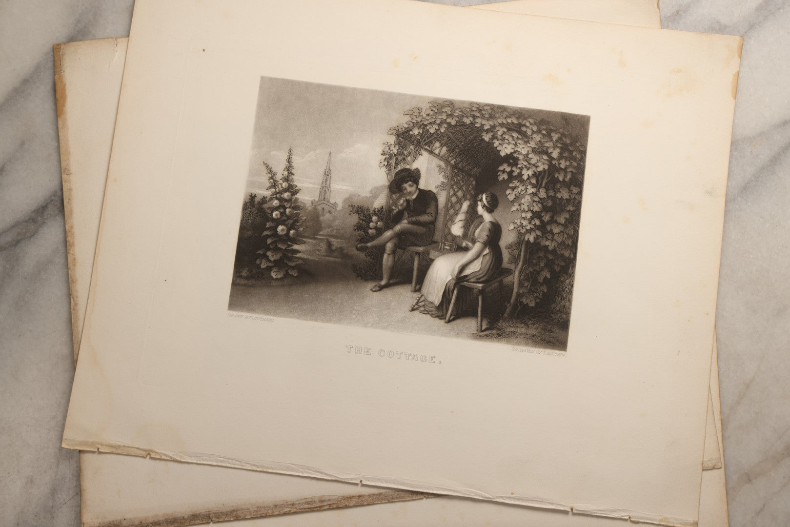 Lot 114 - Grouping Of Eight Antique Loose-Leaf Engraved Book Plates, Including Biblical Scenes Including The Exodus And The Fall Of Babel, Literary Scenes, And More