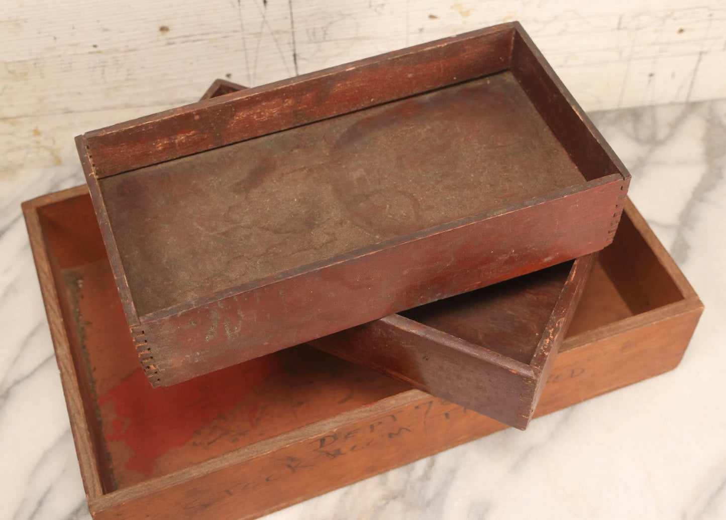 Lot 121 - Grouping Of Four Vintage Wooden Crates Including Swift's Brookfield Yellow American And Dept 72 Stockroom Transfer Crate