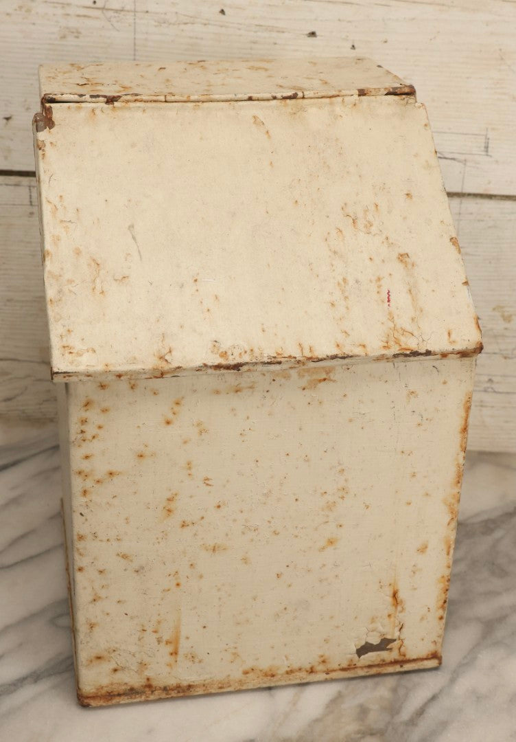 Lot 125 - Vintage White Painted Metal Milk Delivery Box With Hinged Lid And Heavy Surface Rust