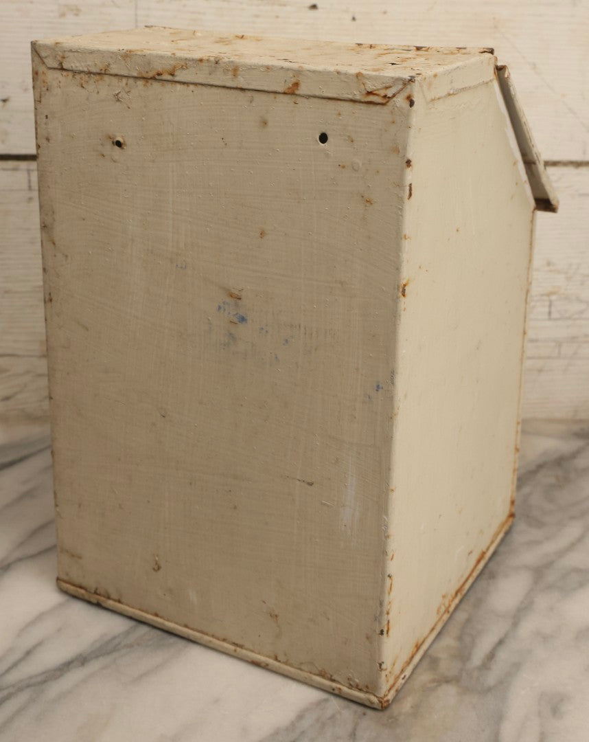 Lot 125 - Vintage White Painted Metal Milk Delivery Box With Hinged Lid And Heavy Surface Rust