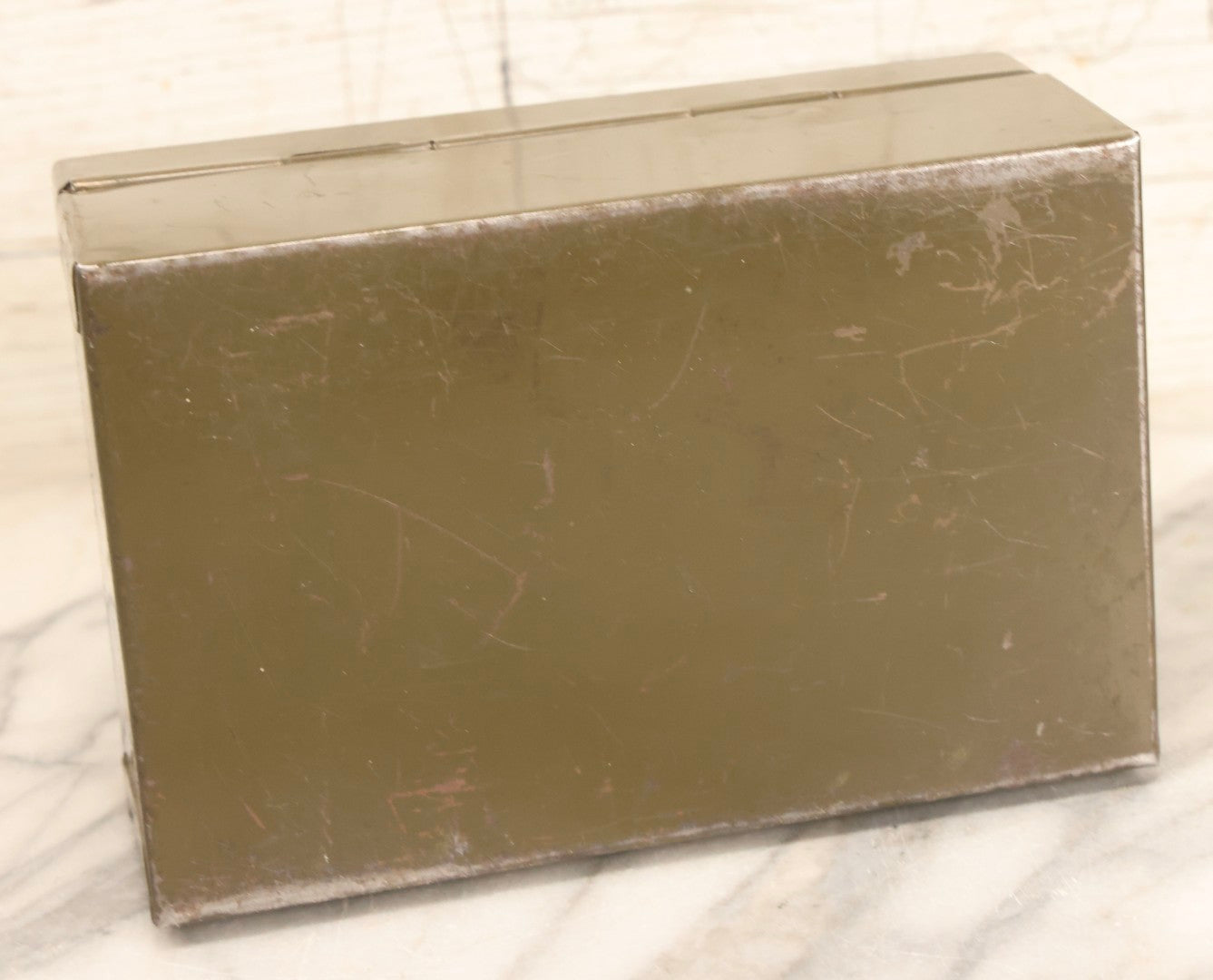 Lot 127 - Vintage Asco Olive Green Metal Cash Box With Lock And Recessed Steel Handle