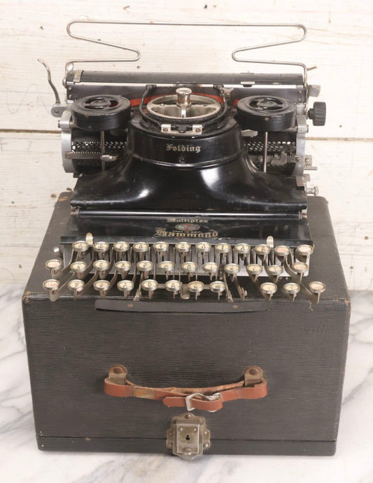 Lot 001 - Antique Hammond Model 26 Multiplex Folding Typewriter, Circa 1921–1923, With Selectable Script And Standard Type Blocks, Original Carrying Case, Serial No. F 244747 G2, Note Missing Folding Knobs And One Keycap