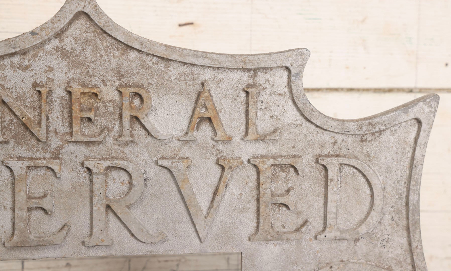 Lot 002 - Antique Double-Sided Cast Metal Bat-Wing Funeral Reserved Sign