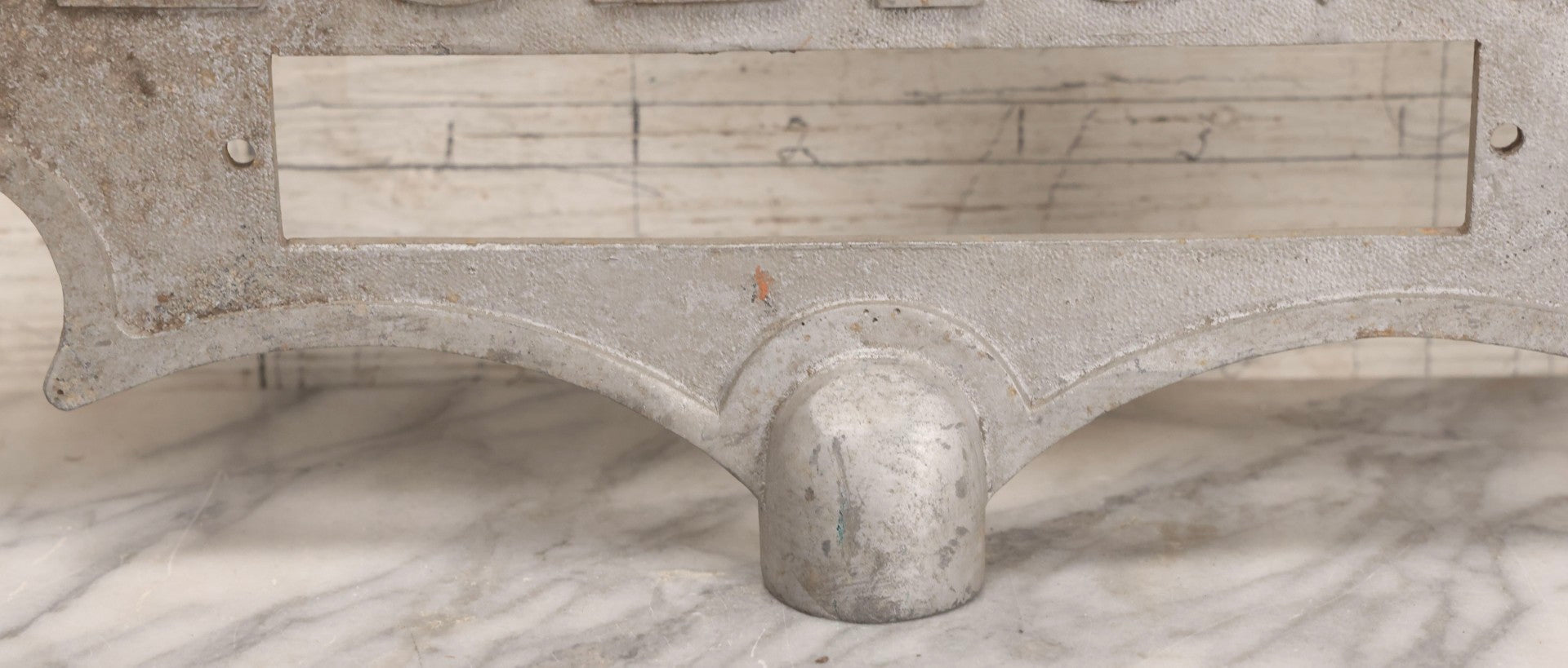 Lot 002 - Antique Double-Sided Cast Metal Bat-Wing Funeral Reserved Sign