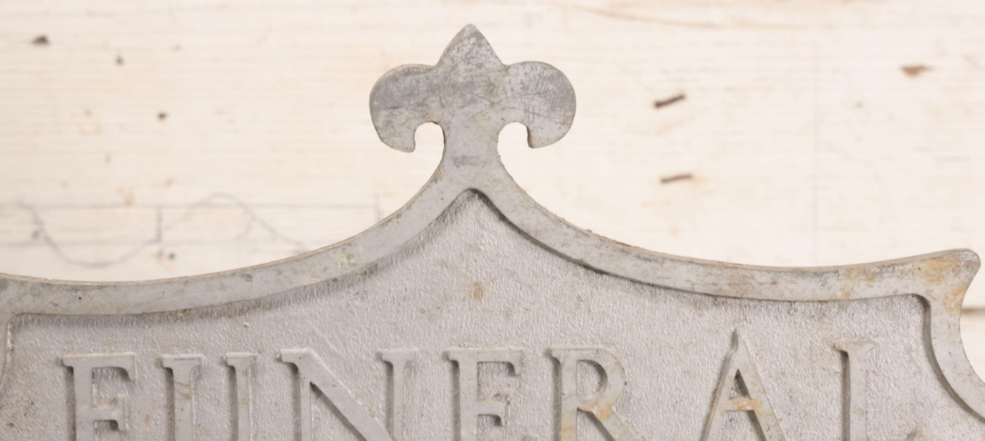 Lot 002 - Antique Double-Sided Cast Metal Bat-Wing Funeral Reserved Sign