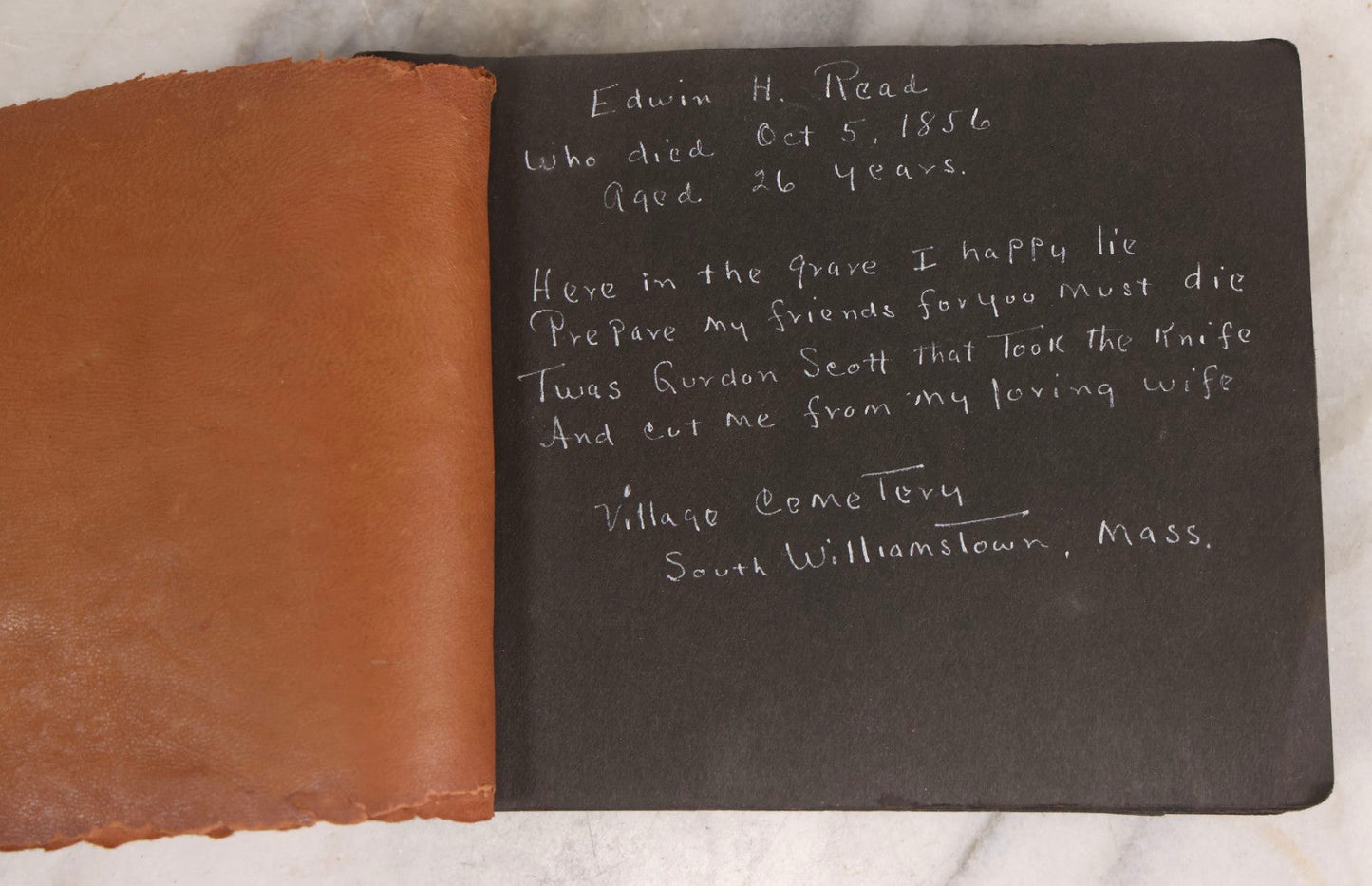 Lot 003 - Antique Snapshot Photo Album Of New England Gravestones With Handwritten Epitaph Transcriptions, Circa 1925–1930