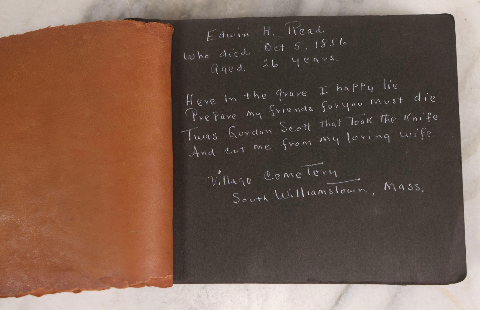 Lot 003 - Antique Snapshot Photo Album Of New England Gravestones With Handwritten Epitaph Transcriptions, Circa 1925–1930