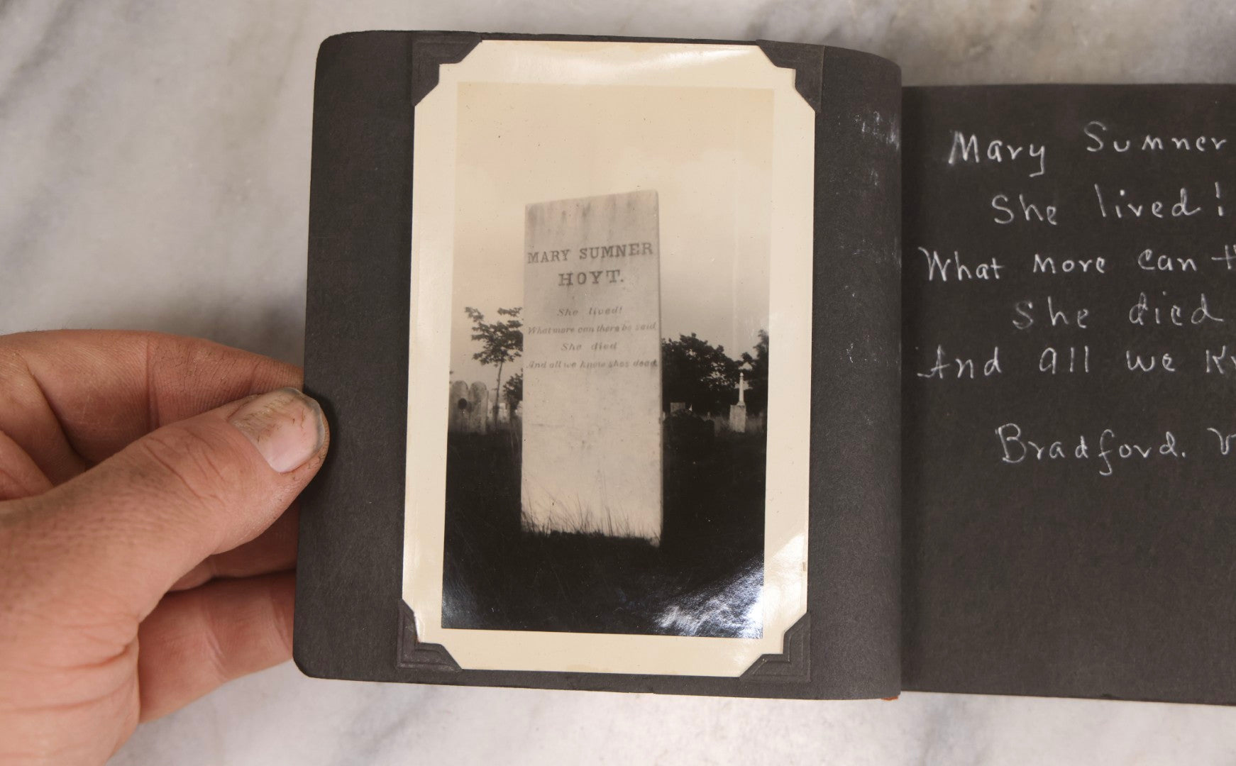 Lot 003 - Antique Snapshot Photo Album Of New England Gravestones With Handwritten Epitaph Transcriptions, Circa 1925–1930