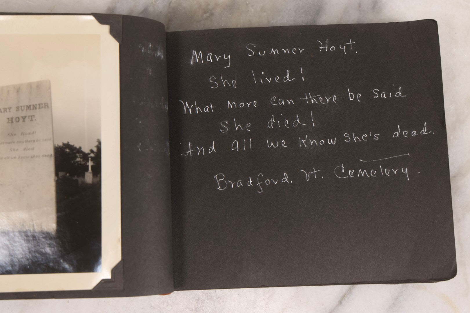 Lot 003 - Antique Snapshot Photo Album Of New England Gravestones With Handwritten Epitaph Transcriptions, Circa 1925–1930