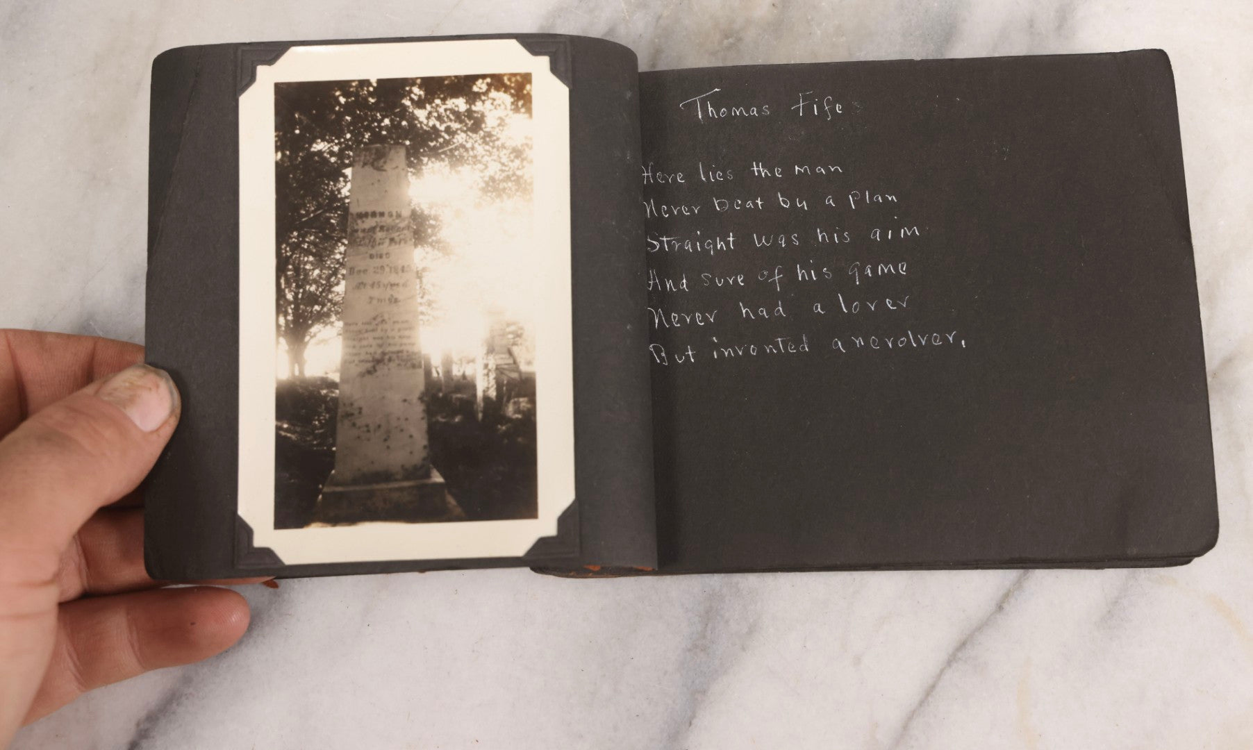 Lot 003 - Antique Snapshot Photo Album Of New England Gravestones With Handwritten Epitaph Transcriptions, Circa 1925–1930