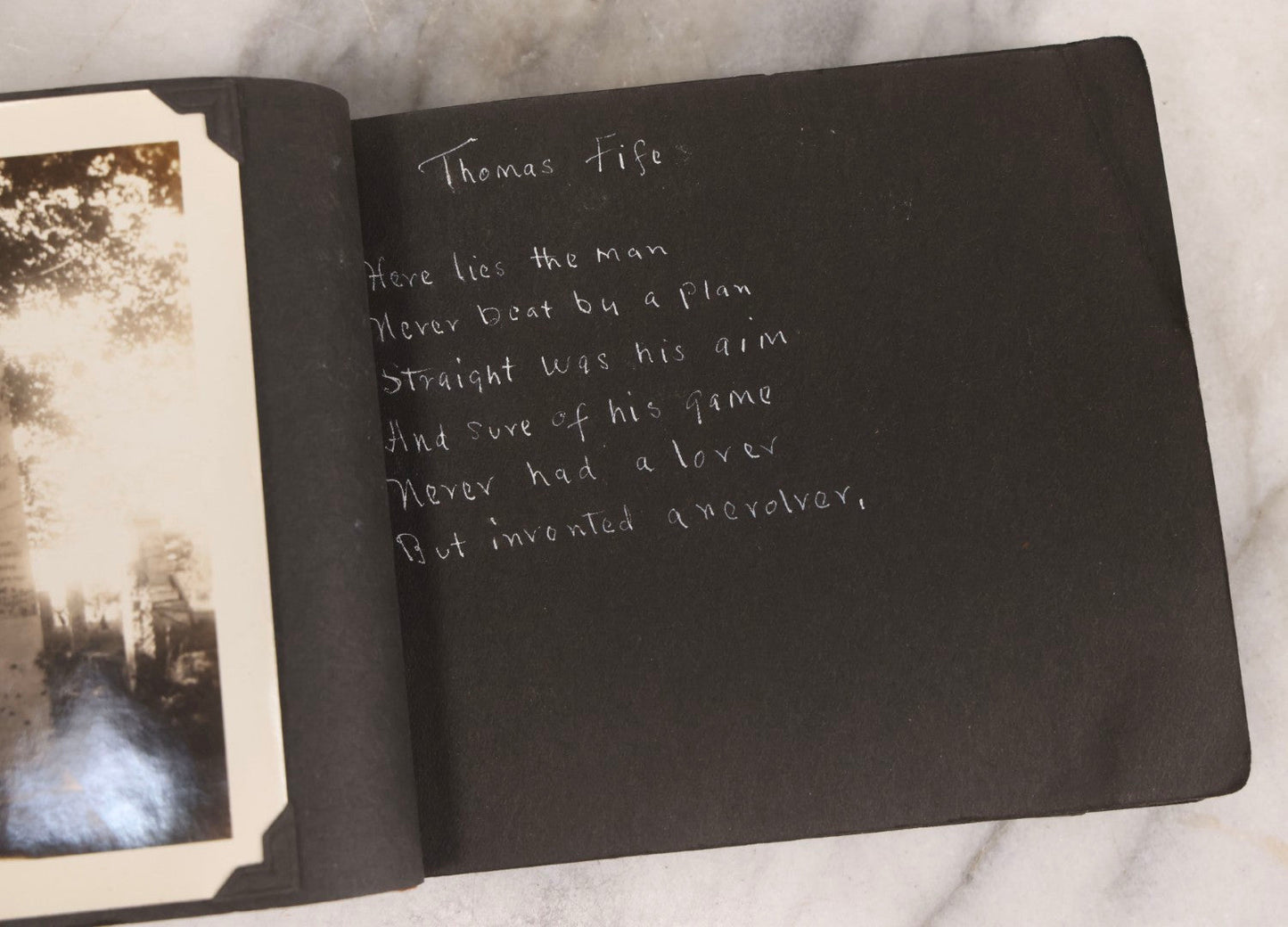 Lot 003 - Antique Snapshot Photo Album Of New England Gravestones With Handwritten Epitaph Transcriptions, Circa 1925–1930