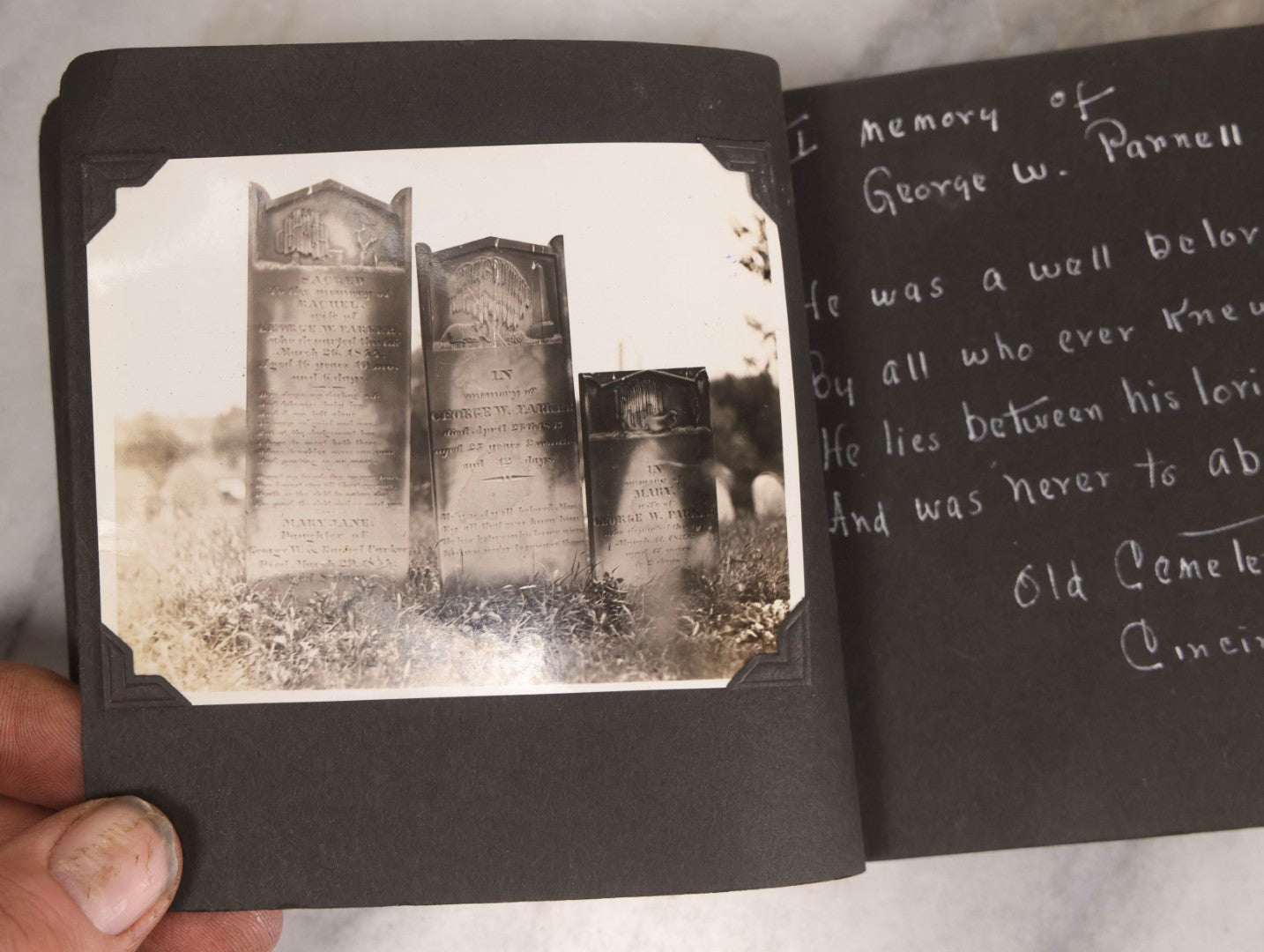 Lot 003 - Antique Snapshot Photo Album Of New England Gravestones With Handwritten Epitaph Transcriptions, Circa 1925–1930