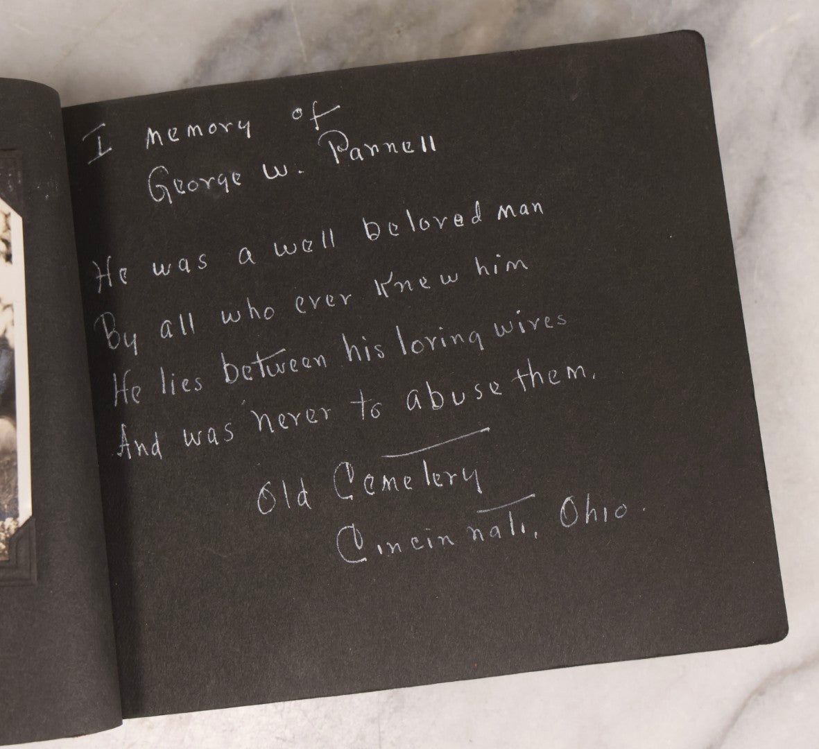 Lot 003 - Antique Snapshot Photo Album Of New England Gravestones With Handwritten Epitaph Transcriptions, Circa 1925–1930