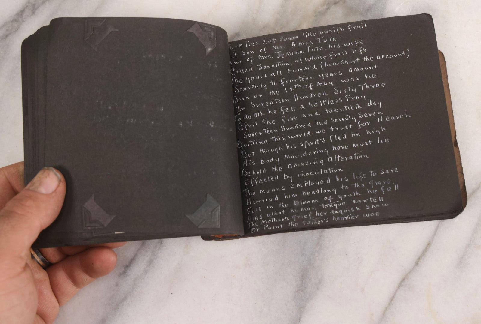 Lot 003 - Antique Snapshot Photo Album Of New England Gravestones With Handwritten Epitaph Transcriptions, Circa 1925–1930