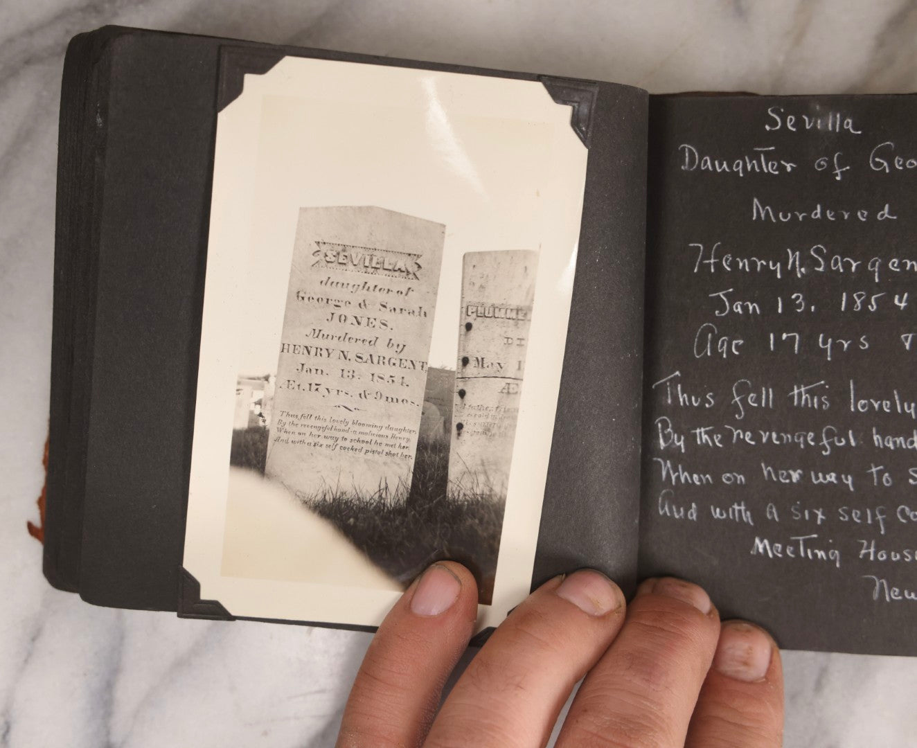 Lot 003 - Antique Snapshot Photo Album Of New England Gravestones With Handwritten Epitaph Transcriptions, Circa 1925–1930