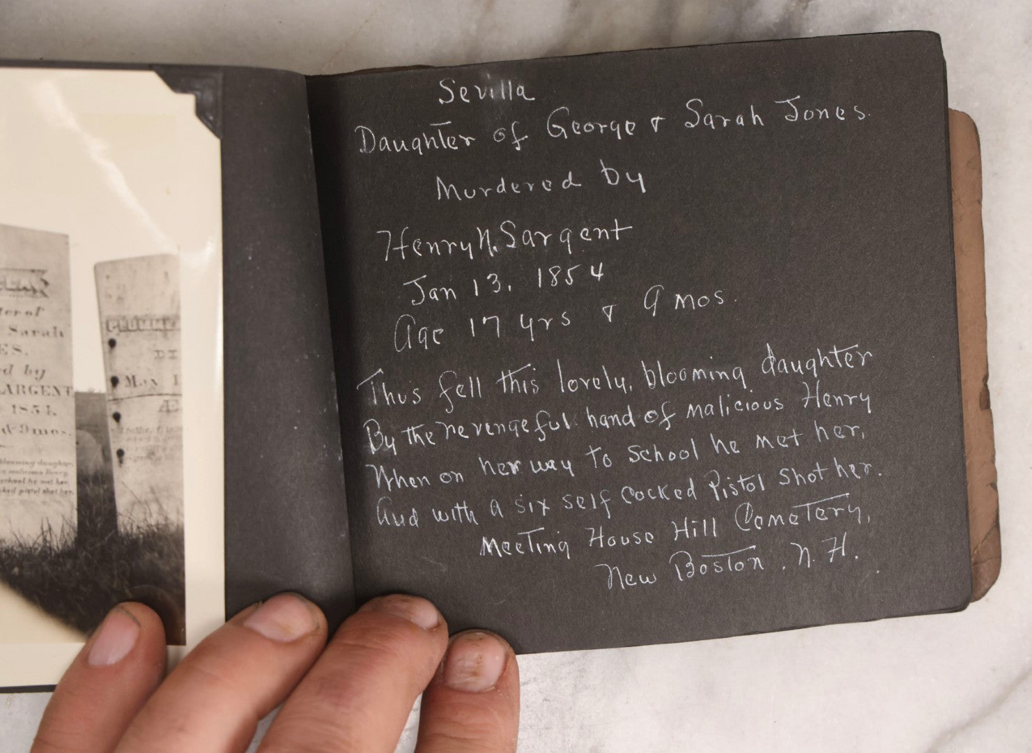 Lot 003 - Antique Snapshot Photo Album Of New England Gravestones With Handwritten Epitaph Transcriptions, Circa 1925–1930