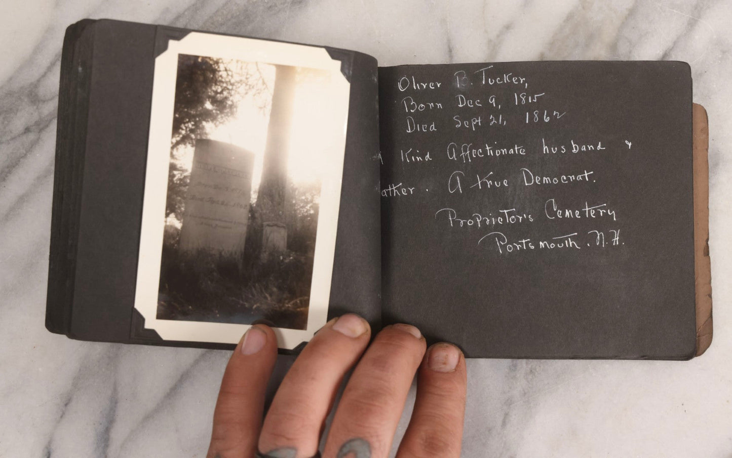 Lot 003 - Antique Snapshot Photo Album Of New England Gravestones With Handwritten Epitaph Transcriptions, Circa 1925–1930