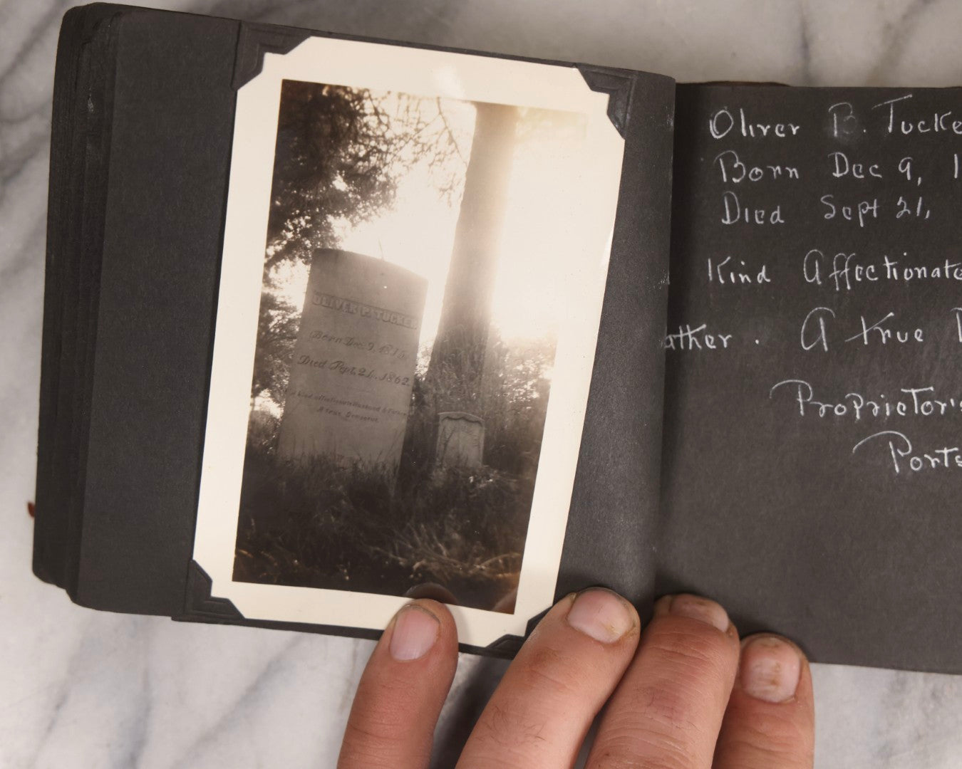Lot 003 - Antique Snapshot Photo Album Of New England Gravestones With Handwritten Epitaph Transcriptions, Circa 1925–1930