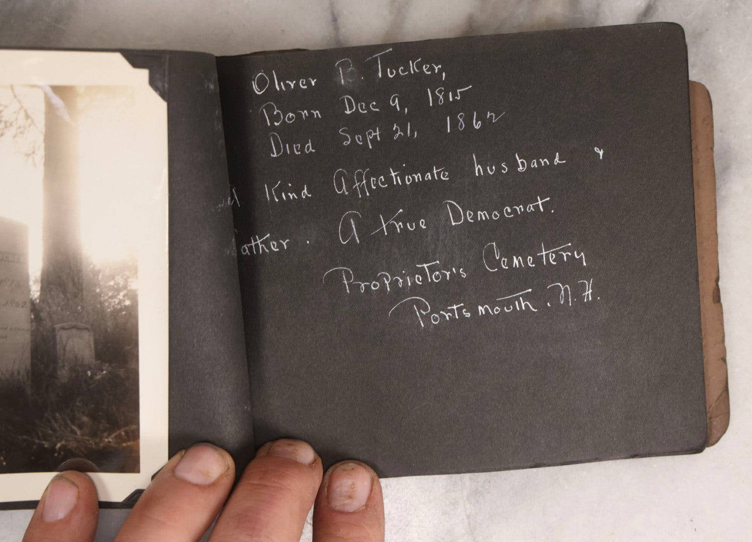 Lot 003 - Antique Snapshot Photo Album Of New England Gravestones With Handwritten Epitaph Transcriptions, Circa 1925–1930