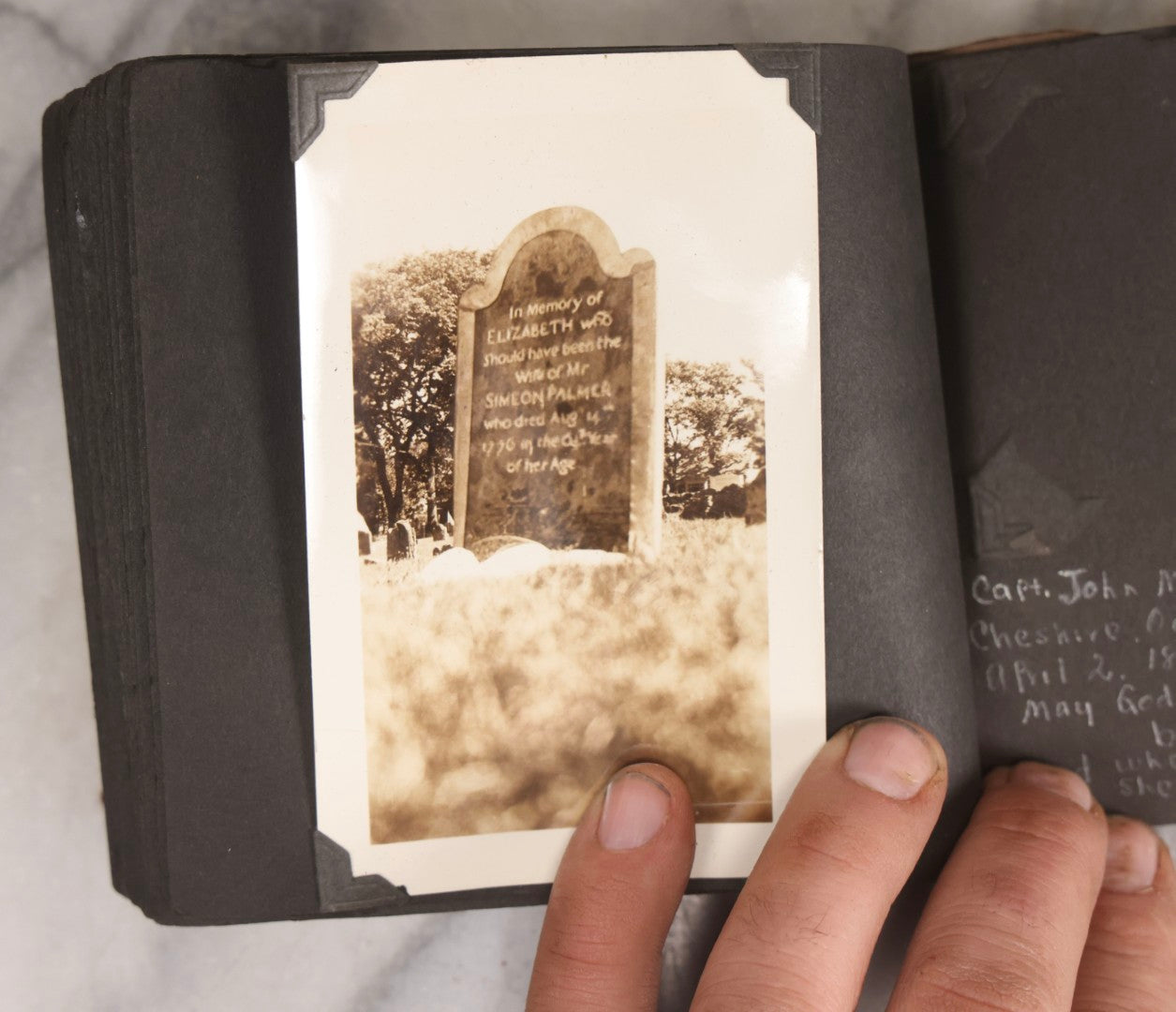 Lot 003 - Antique Snapshot Photo Album Of New England Gravestones With Handwritten Epitaph Transcriptions, Circa 1925–1930