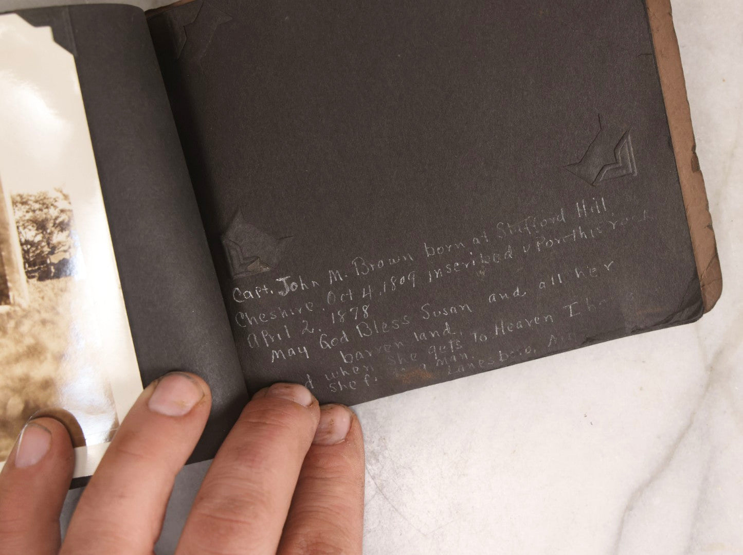 Lot 003 - Antique Snapshot Photo Album Of New England Gravestones With Handwritten Epitaph Transcriptions, Circa 1925–1930