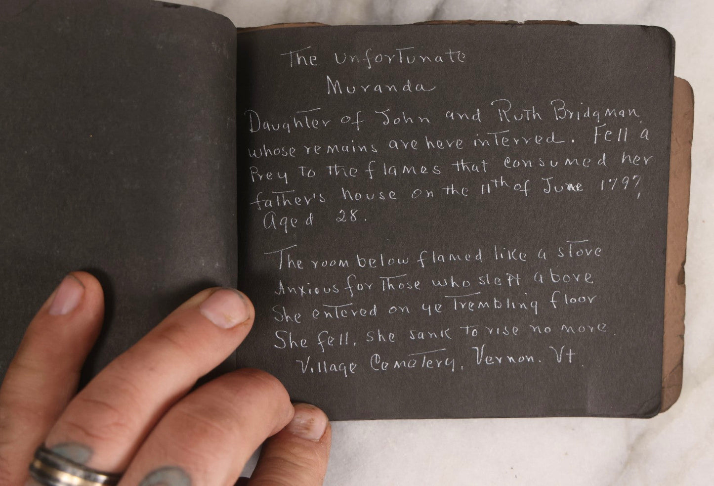 Lot 003 - Antique Snapshot Photo Album Of New England Gravestones With Handwritten Epitaph Transcriptions, Circa 1925–1930