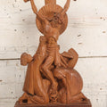 Lot 011 - Antique Folk Art Hand Carved Wooden Golgotha Crucifix With Skull And Crossbones Of Adam, Inri Cross, Mourners, 20-1/2" H