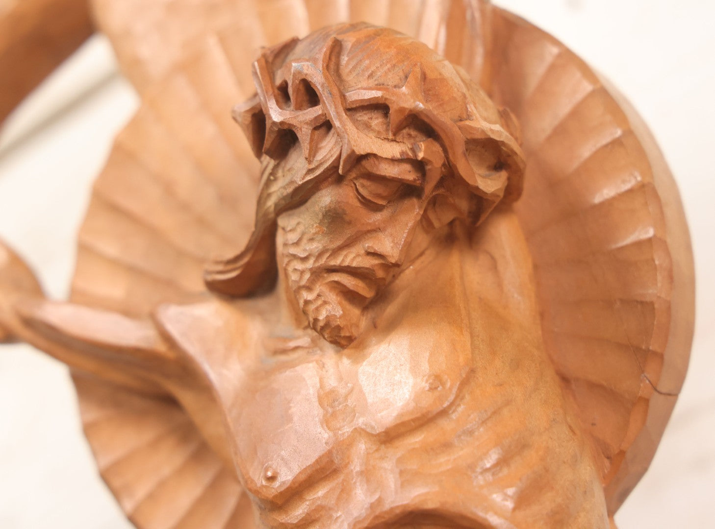 Lot 011 - Antique Folk Art Hand Carved Wooden Golgotha Crucifix With Skull And Crossbones Of Adam, Inri Cross, Mourners