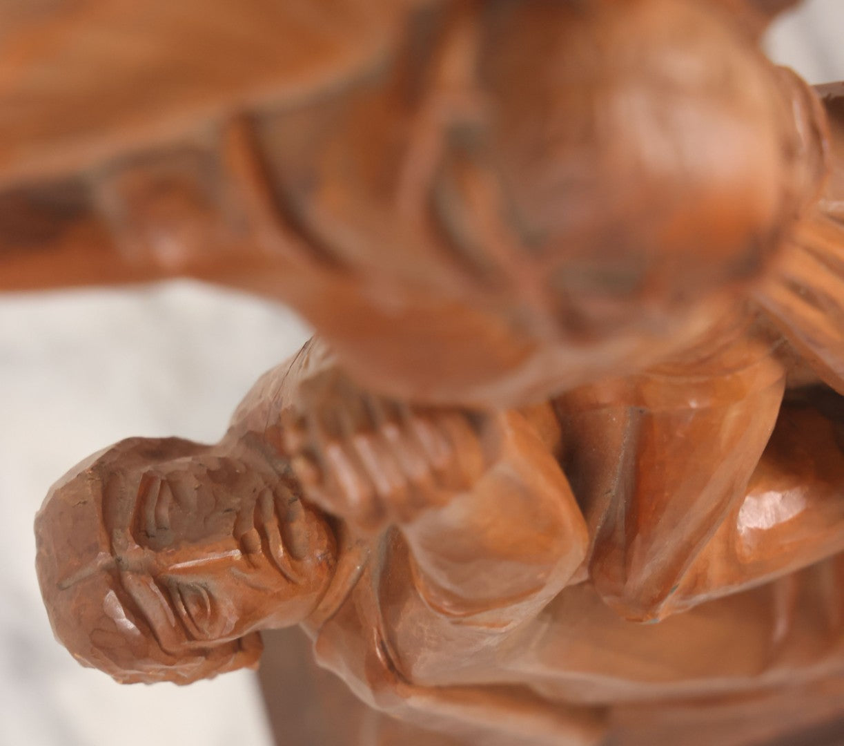 Lot 011 - Antique Folk Art Hand Carved Wooden Golgotha Crucifix With Skull And Crossbones Of Adam, Inri Cross, Mourners