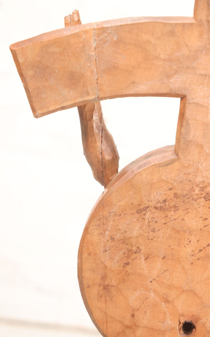 Lot 011 - Antique Folk Art Hand Carved Wooden Golgotha Crucifix With Skull And Crossbones Of Adam, Inri Cross, Mourners