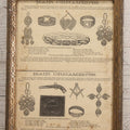 Lot 014 - Pair Of Antique Victorian Hair Jewelry Advertisements In Frame, Double Broadside With Jewelry Illustrations, 19th Century, 6-1/4" x 8-1/4"