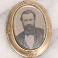 Lot 016 - Antique Tintype Portrait Brooch In Oval Metal Mount With Photo Of Bearded Gentleman