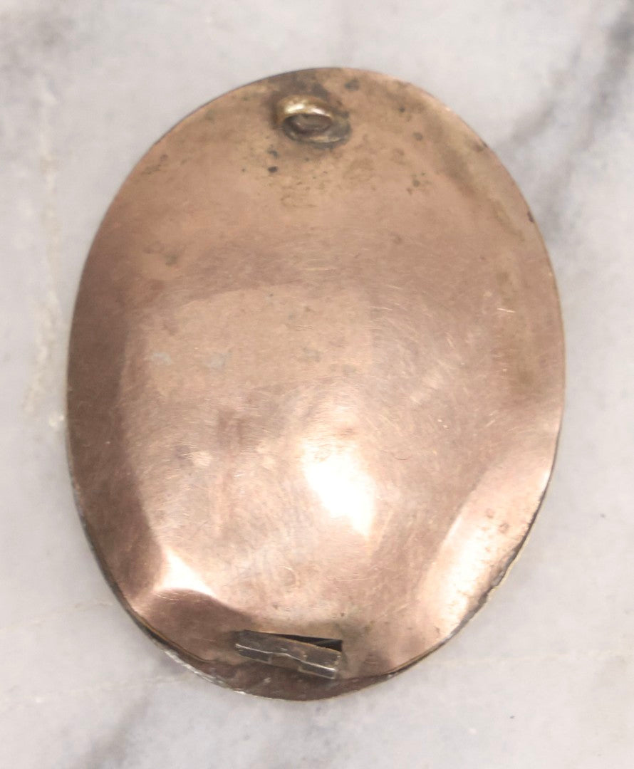 Lot 016 - Antique Tintype Portrait Brooch In Oval Metal Mount With Photo Of Bearded Gentleman