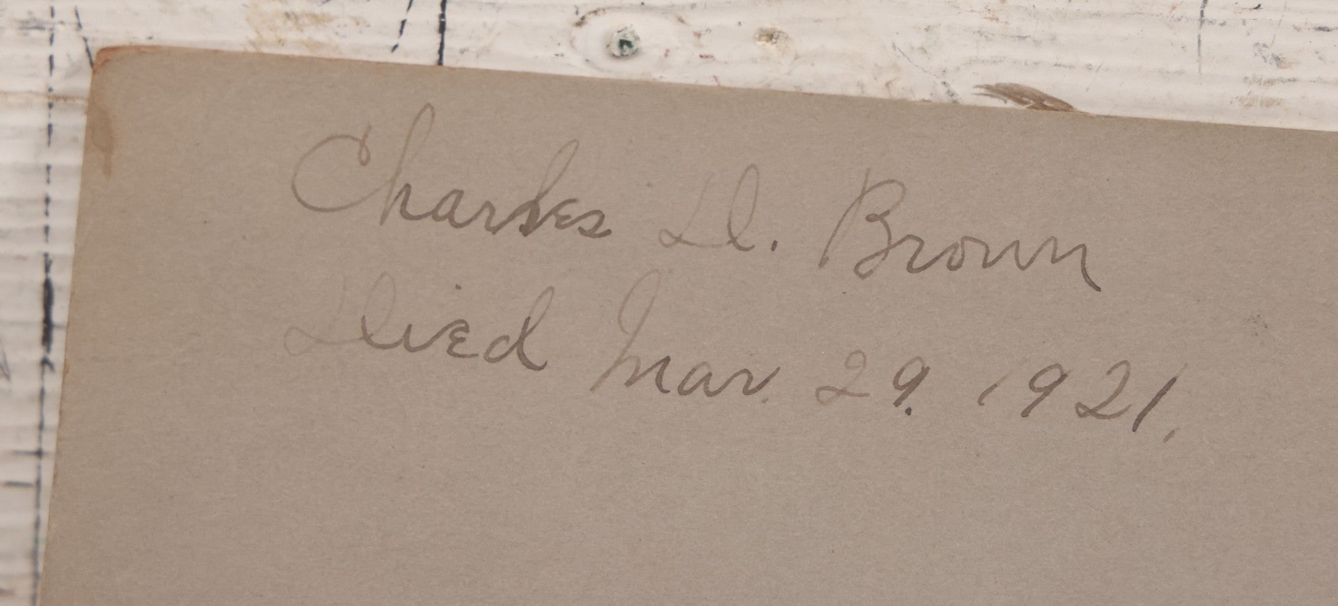 Lot 018 - Antique Board-Mounted Photograph Depicting Funeral Of Charles D. Brown, Died March 29, 1921, Home Parlor Setting With Casket And Floral Arrangements