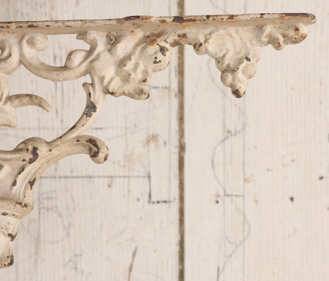 Lot 028 - Pair Of Antique White Painted Cast Iron Ornate Architectural Shelf Brackets With Figural Face Motif