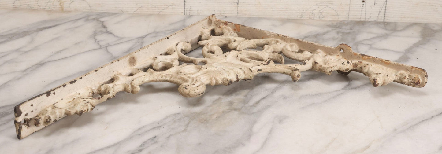 Lot 028 - Pair Of Antique White Painted Cast Iron Ornate Architectural Shelf Brackets With Figural Face Motif