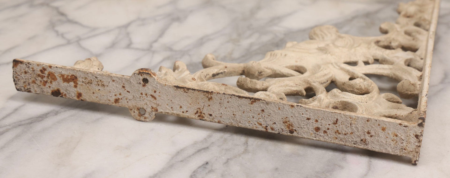 Lot 028 - Pair Of Antique White Painted Cast Iron Ornate Architectural Shelf Brackets With Figural Face Motif