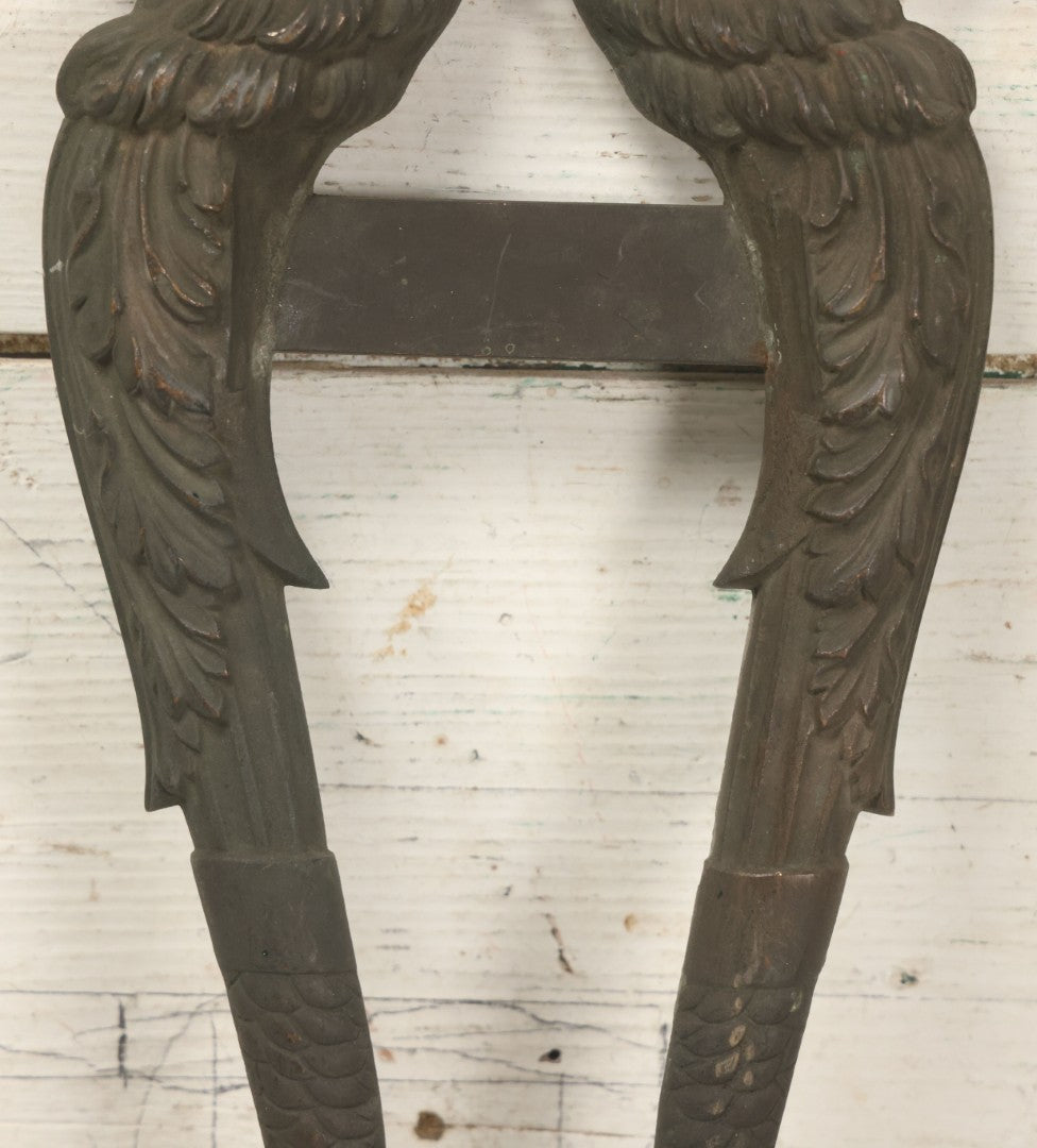 Lot 029 - Pair Of Antique Cast Metal Architectural Ornaments Depicting Eagles With Detailed Feather Work And Mounting Brackets